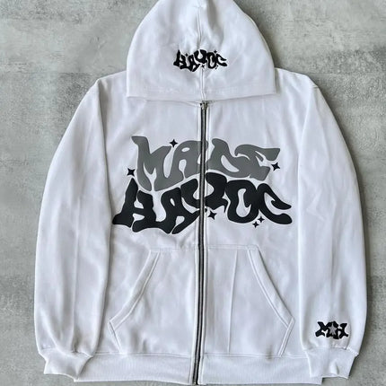 American Retro Star and Letter Printed Zipper Hoodies Women and Men Y2K Spring Autumn Section Lazy Fashion Brand Cardigan Jacket