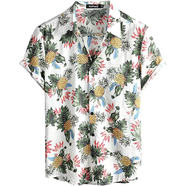 Mens Casual Hawaiian Floral Shirts 3D Full Print Short Sleeve Button Down Tropical Beach For Men Camisa Manga Masculina