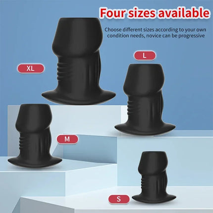 Hollow Silicone Anal Bead Butt Plug Anus Dilator Tunnel Expansion Enema Prostate Massage Sex Toys for Women Men Masturbation