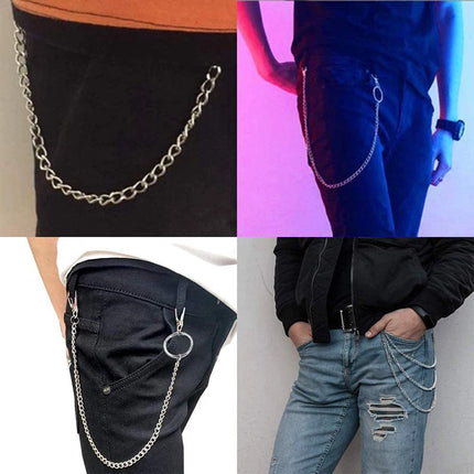 Punk Steet Keychains Chain Women Men Moon Star Rivets Skull Accessories Choice Rock Goth Pants Waist Belt Chain On Jeans Jewerly