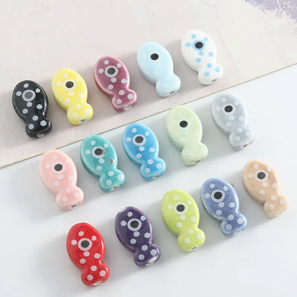 10Pcs Retro Small Fish Beads Charms Ceramic Spacer Loose Beads For Jewelry Making DIY Bracelet Accessories ﻿