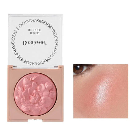 European American Style Rose Blush with Shimmer Fine Glitter Highlighting Contour Powder for Face Natural and Three-Dimensional