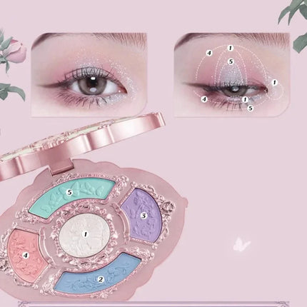 Flower Knows black Swan Ballet Eyeshadow Palette Matte Fine Shimmer Pearl Face Palette 6 Colour Glitter Eye Shadow