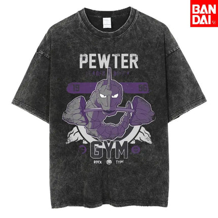 Pokemon Gengar T Shirt Men 2026 Summer Vintage Acid Wash Oversized Tee Japanese Anime Streetwear Hip Hop Harajuku Y2k