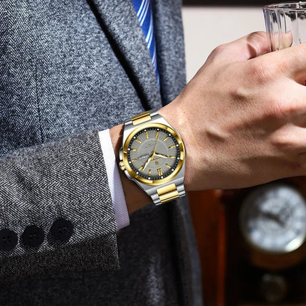 POEDAGAR Top Fashion Men Watches Stainless Steel Waterproof Luminous Classic Male Watch Date Week Men's Quartz Wristwatch Reloj