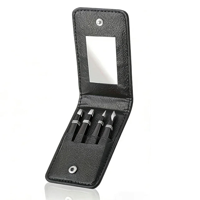 4pcs Stainless Steel Eyebrow Tweezers Set with Double Eyelid Tape & Case Professional Makeup Tools for Eyelash Extension