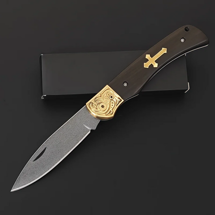 Triple-Layered Clad Steel Folding Knife - Handcrafted Outdoor Utility Blade Damascus Steel  Bushcraft Survival Fruit EDC Pocket