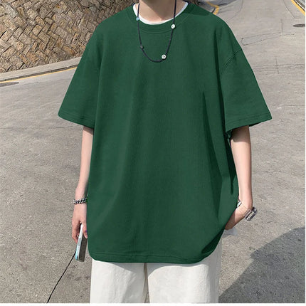 Men's Cotton T-shirts White Men's Casual Summer Wear Oversized T Shirt Solid Tee Shirts for Men 5XL Big Size Male Clothes