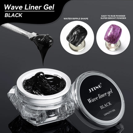 JTING 1/3pcs Professional Black Wave Liner Gel Polish 3D Effect Sticky Diamond Modelling Gel Nail Polish