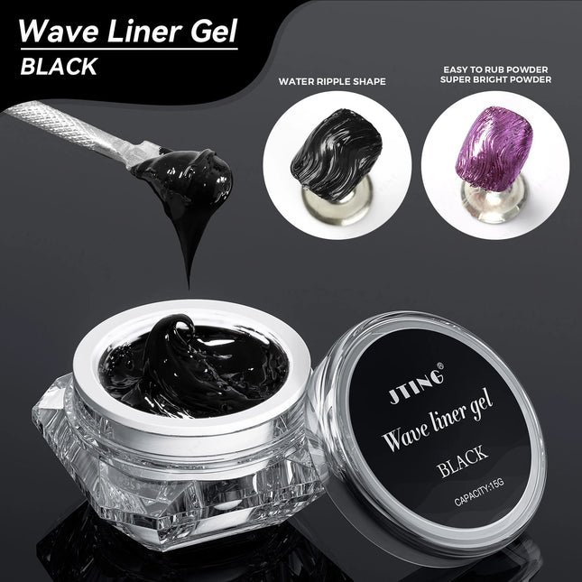 JTING 1/3pcs Professional Black Wave Liner Gel Polish 3D Effect Sticky Diamond Modelling Gel Nail Polish