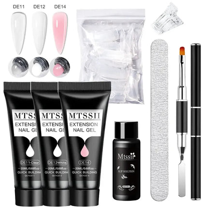 MTSSII 20m Extension Nail Gel Set Manicure Set Finger Quick Buliding Extension Gel Nail Polish Kit Soak Off UV Gel LED Nail Art