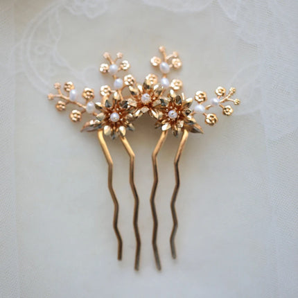 Metal Golden Leaf Flower Bridal Hair Comb Wedding Jewelry Headpiece Women Hair Accessories