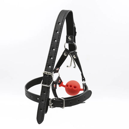 BDSM Silicone Gag Ball Head Harness with Nose Hook Restraint Mouth Gag for Adults Couple Erotic Bondage Sex Toys Adult Products