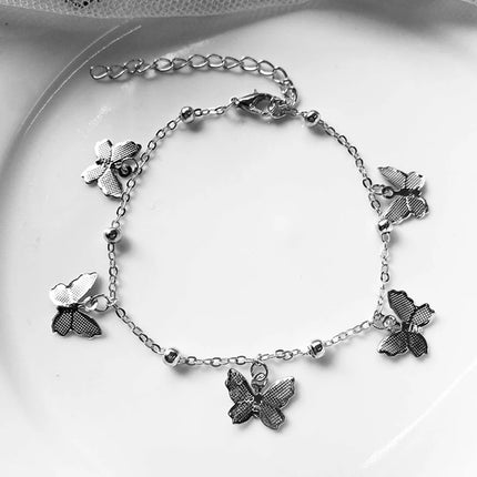 Gold Silver Color Butterfly Fashion Anklets For Women Summer Beach Ankle Bracelet Foot Chain Jewelry Retro Simple