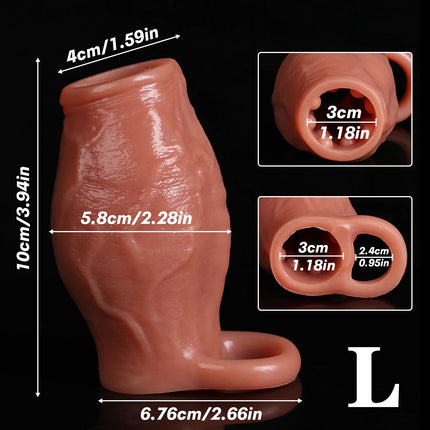 Dick Sleeve Enlargement Lock Sperm Dildo Penis Ring Adult Men Sex Toys Enlarged Thick Cock Sleeve Soft Silicone Male 18 Sexy Toy