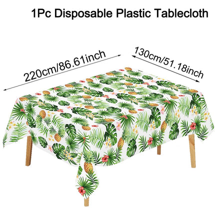 Summer Hawaiian Floral Plastic Tablecloth Flamingo Table Runner Candy Bags For Tropical Hawaiian Birthday Party Decorations