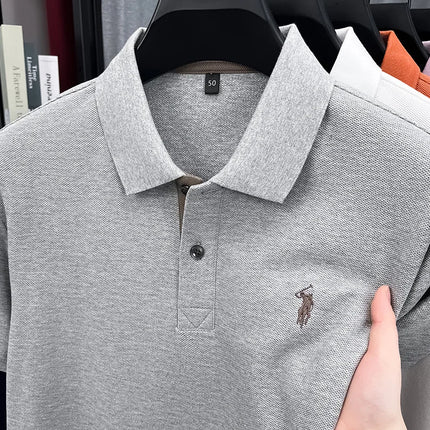 100% pure cotton men's short-sleeved polo shirt, hot-selling summer fashionable horse logo embroidery classic Paul casual T-shirt