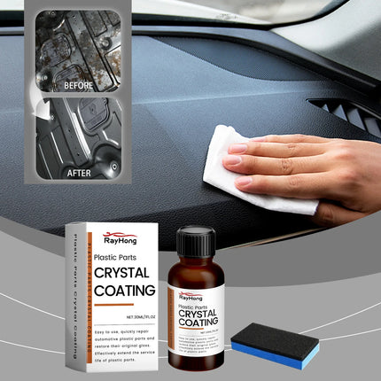 30ml Plastics Parts Crystal Coating Plastics Trim Restorer For Cars Maintenance Agent Car Plastics Restorer Sponge Waterproof