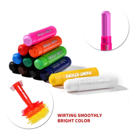 12 Colors Wax Crayon Solid Gouache Stick Water-based Quick Dry Washable Children Painting Stick Graffiti Colouring Art Supplies