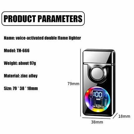 2025 Voice Controlled Ignition Gas Lighter 4 Ignition Methods Battery Display Open Fire Switching Jet Fire USB Electric Lighters