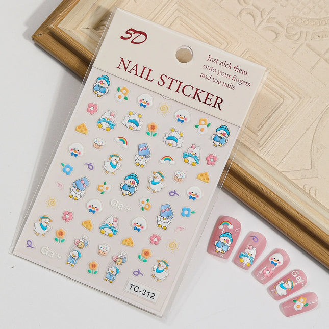 Embossed Sanrio Series Nail Stickers My Melody Hello Kitty Self-Adhesive Nail Parts Long-Lasting Colors Kuromi Nail Accessories