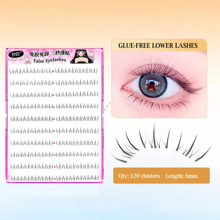 Glue-free Lower Lashes 5-6mm Large Capacity B Curl Ultra Thin Clear Band Bottom Lashes Natural Self Adhesive False Eyelashes