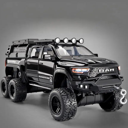 1:32 Dodge Tyrannosaurus Rex RAM 1500 TRX 6*6 Warlord Alloy Miniature Car Diecast Metal Scale Model Sound ＆ Light Kid Toy Car