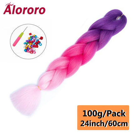 24 Inch Jumbo Braids for Hair Extensions Purple Synthetic Braiding Hair Accessories 100G/Pack Women DIY Hair for Crochet Braid
