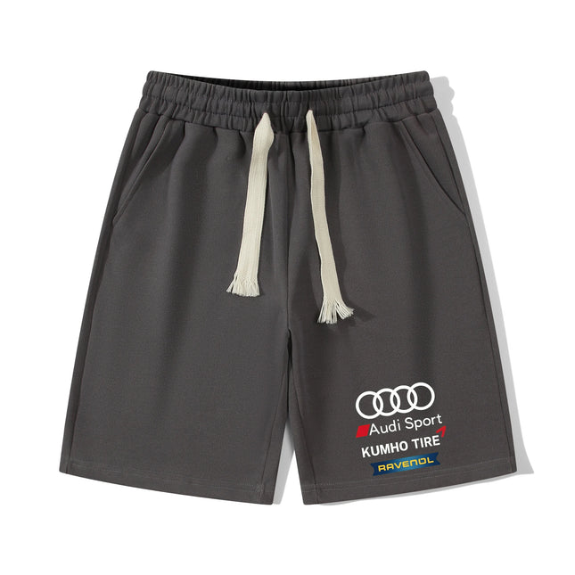 Men's Summer Casual Shorts, Sports Running Shorts, Solid Color Design, Lace-Up Fastening, Loose Fit, for Fitness and Sports, Wit