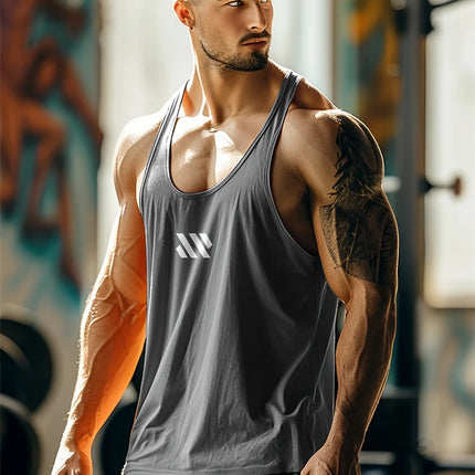 Summer New Men's Tank Top Quick Dry Fitness Tank Top Breathable Comfortable Casual Tank Top Running Pattern Printed Tank Top