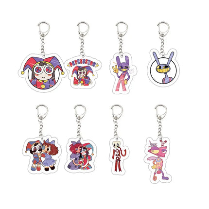 Acrylic The Amazing Digital Circus Keychain Pomni Jax Ragatha Gangle Kinger Keyring Key Chain for Accessories Bag Fans Gift