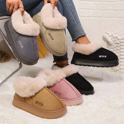 Women's Winter Fur Shoes Male Ankle Boots Platform Slippers Home Warm Fashion Outdoor Basis Thick Wool Wool Short Boots
