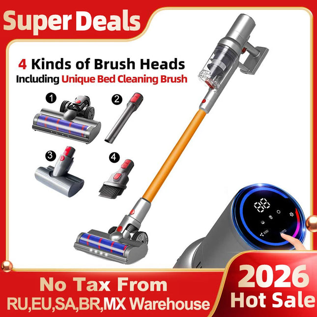 Cordless Handheld Vacuum Cleaner, 27000PA, Touch Screen, Smart Dust Sensor, Auto Speed Control for Home Bed Carpet Clean