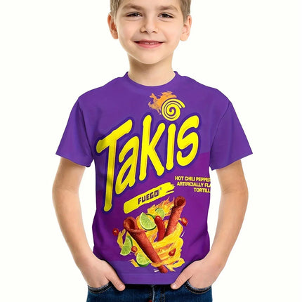 Creative Funny Chips 3d Printed Takis Customized Children Fashion T-Shirt Round Neck Short sleeve Boys Girls Kids Casual Tops