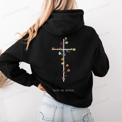 Autumn Casual Women's Hoodie Sweatshirts Christian Warm Clothes Jesus Hoodie with Words on Back Fashion Street Female Pullovers