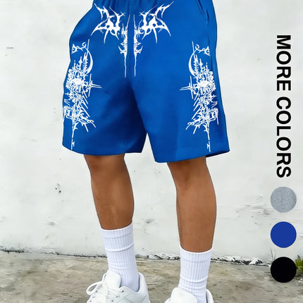 Men's Summer High-Street Style Printed Knit Shorts: Casual, Sporty, and Streetwear Shorts