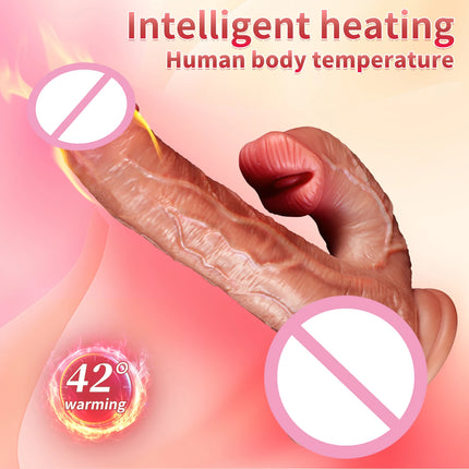 Realistic Lip Biting Vibrator Dildo Telescopic Female Vaginal Penetration Masturbator Anal Plug Penis Heated Sex Toys For Women