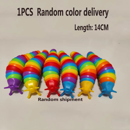 3D Slug Fidget Toy Colorful Slug Snail Toy Articulated Flexible All Ages Relief Anti-Anxiety Sensory Toys for Children