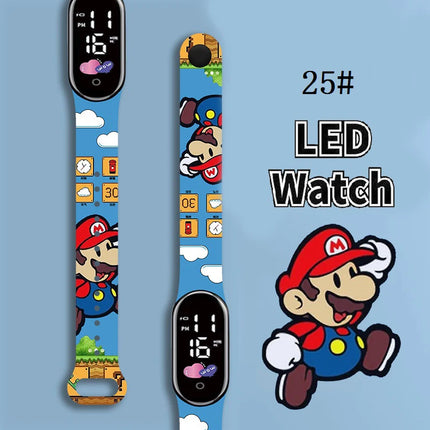 Mario Kids LED Watch Waterproof Touch Digital Bracelet Sports Wristwatch Anime Cartoon Children's Watch For Birthday Gift