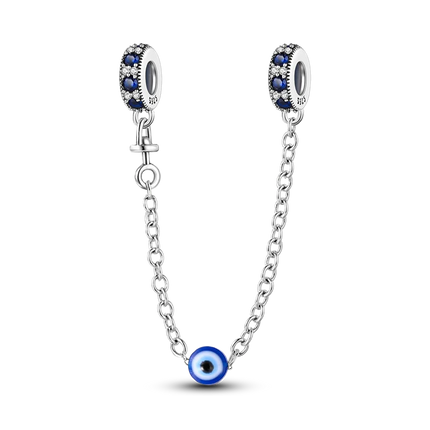 Sparkling Clear Silver Safety Chain 925 Sterling Silver Safety Chain Charm Beads Fit Original Bangle Bracelet DIY Jewelry