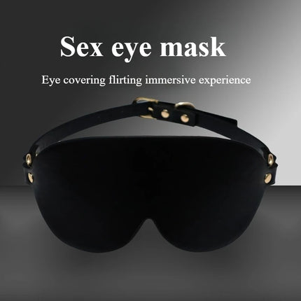 SM Blindfold 100% Light Blocking PU Leather Mask for Couples BDSM Play Sensory Deprivation Hood Fetish Bondage Role Play