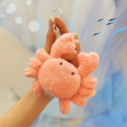 Soft Ocean Animal Keychain Small Turtle Kawaii Fluffy Whale Keyring Simulation PP Cotton Press Sound Pendant Home Decor