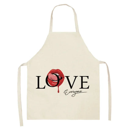 Nail Polish Lipstick Kitchen Cotton Linen Apron Bib Home Cleaning  Ladies  Cooking Picnic
