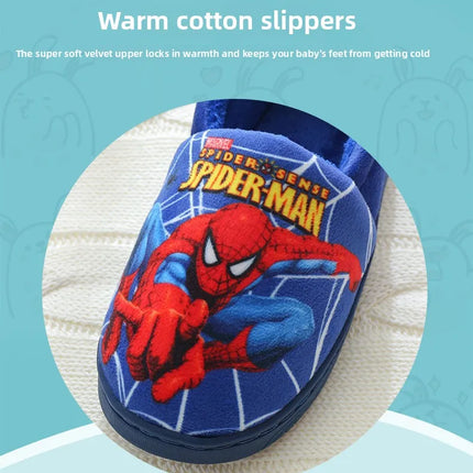 Cartoon Printed Spider-man Cotton Slippers For Children's Shoes Fashion New Style Warmth Autumn Winter Indoor Kids Boys Slippe