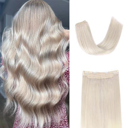 Wire Hair Extensions Real Human Hair Balayage Dark Brown to Chestnut Brown Invisible Transparent Remy Fish Line Hair Extensions