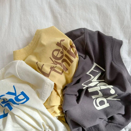 2025 Summer Baby Cute Letter Print T-Shirts for Boys Girls Children Short Sleeve T-Shirts Infant Kids Loose Casual Top Clothes