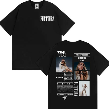 Singer TINI STOESSEL Futtura Album 2025 Tour T-shirt Men Women Fashion Aesthetic Retro Tee Shirt Cotton Casual Oversized T Shirt