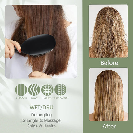 Boar Bristle Hair Brush Nylon Teeth Hair Extension Brush for Women Girl Matte Cushion Brush Hair Styling Smoothing Detangling