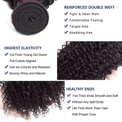 Promotional Sale 10-38 Inch Natural Color Jerry Curly Human Hair Bundles And Weaves Unprocessed Brazilian Human Hair Weave Bundles 1-4PCS Raw Hair Bundles Weave Extensions Hair Extensions Materials  For Women Natural Black So