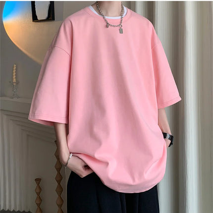 Men's Cotton T-shirts White Men's Oversized T-Shirt Solid Summer Casual Wear Tee Shirts Fashion for Men 5XL Male Clothes